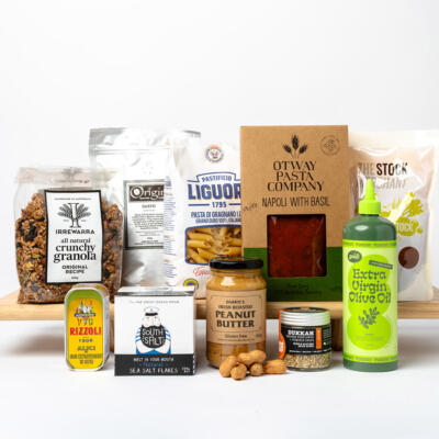 The Pantry Essentials hamper available at Geelong Fresh Foods